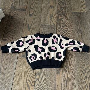 Pink and Black Animal Print Crew Neck Sweater Bardot junior 9-12 months sale
